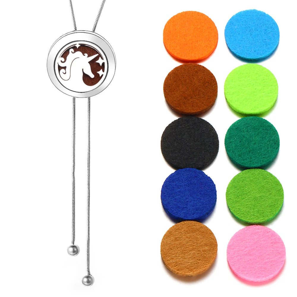 Stainless Steel Alloy Aromatherapy Necklace Perfume Essential Oil Diffuser Pendant Necklace Aroma Jewelry Women Tassel Necklaces