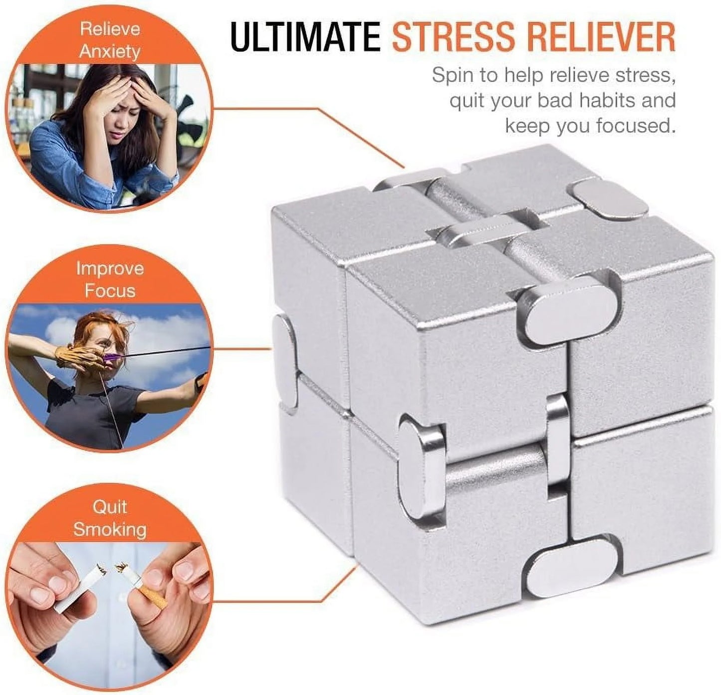 Fidget Cube New Version Fidget Finger Toys - Metal Infinity Cube Prime for Stress and Anxiety Relief/Adhd, Ultra Durable Sensory Gifts for Adults and Teens