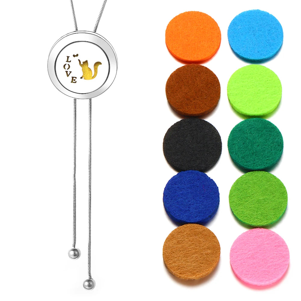 Stainless Steel Alloy Aromatherapy Necklace Perfume Essential Oil Diffuser Pendant Necklace Aroma Jewelry Women Tassel Necklaces