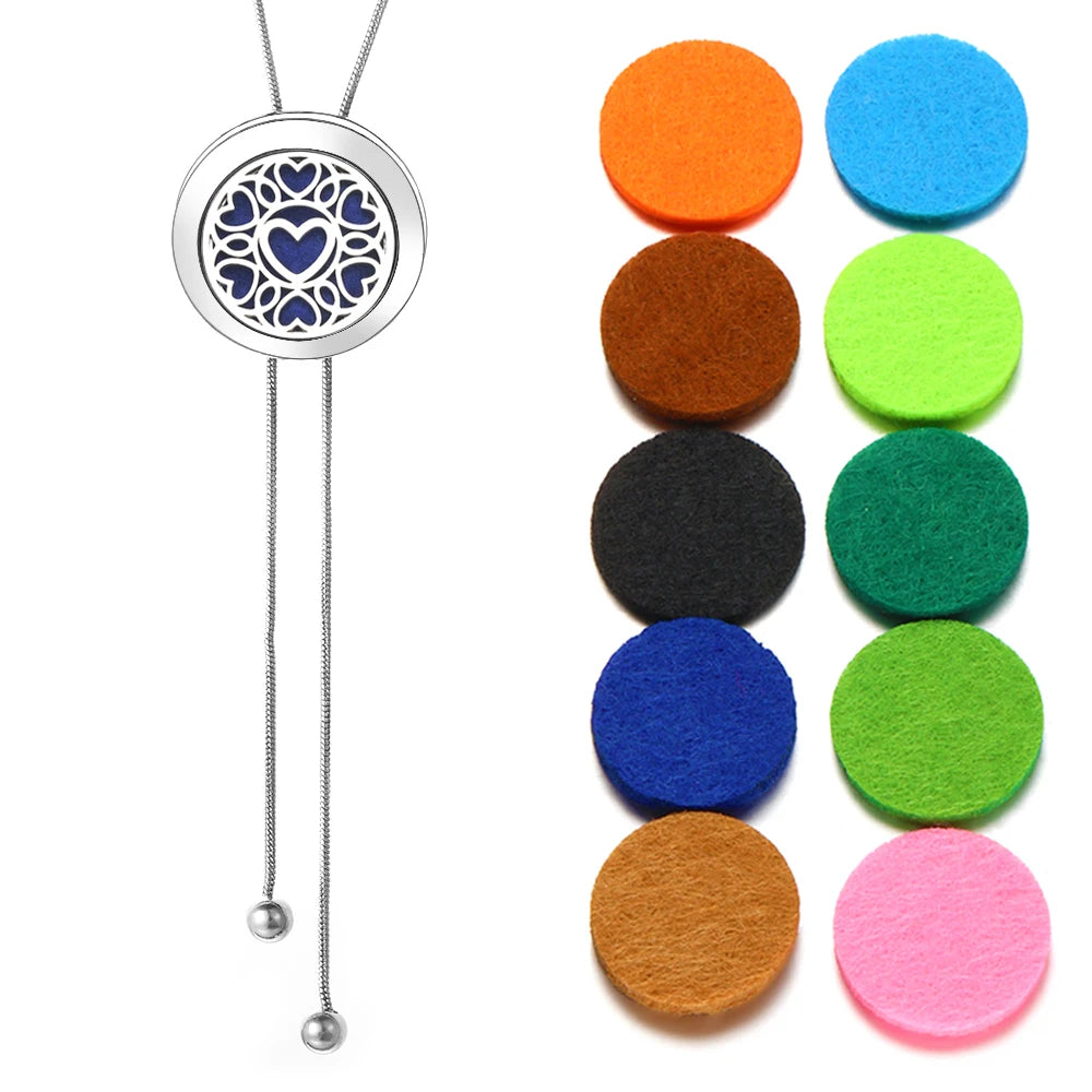 Stainless Steel Alloy Aromatherapy Necklace Perfume Essential Oil Diffuser Pendant Necklace Aroma Jewelry Women Tassel Necklaces