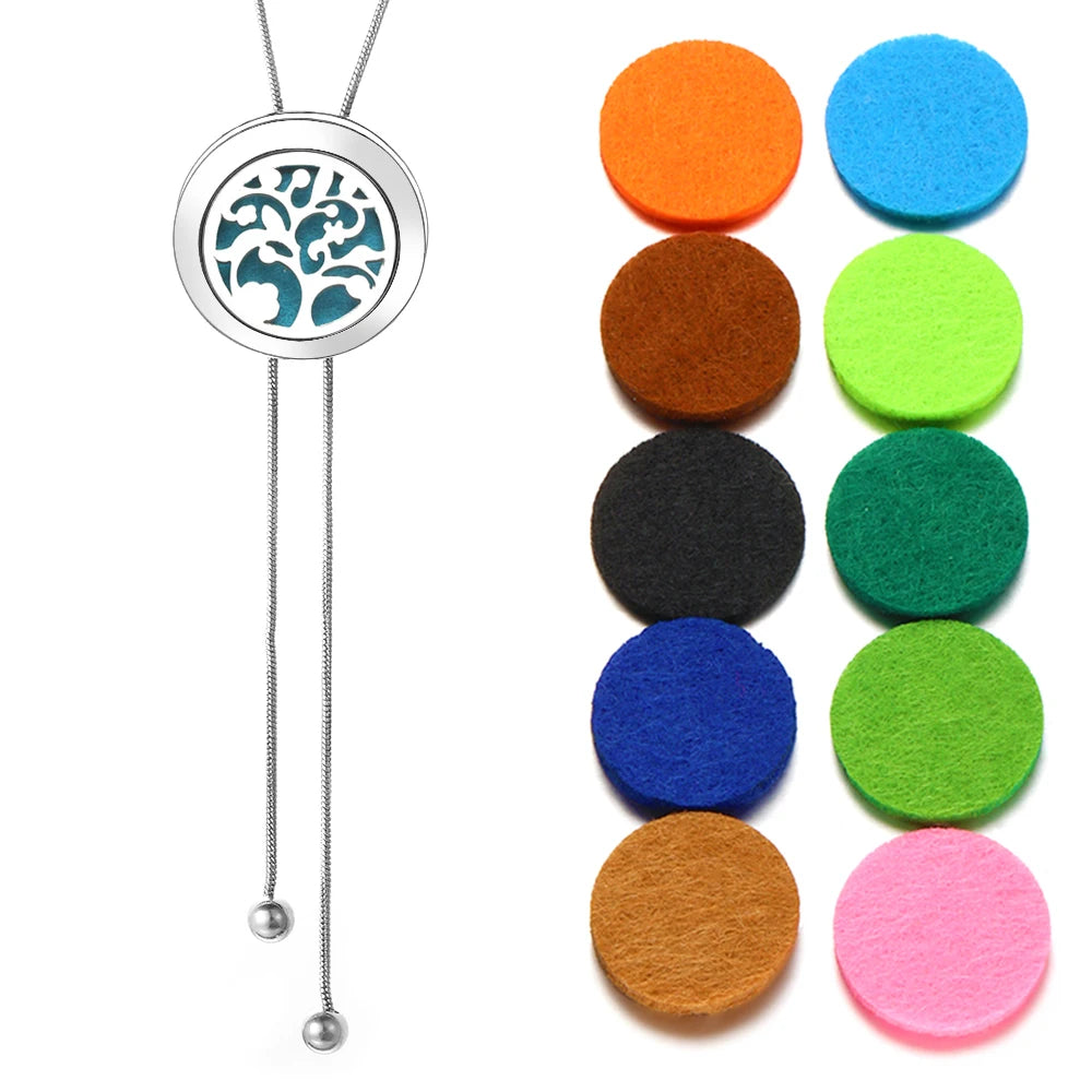 Stainless Steel Alloy Aromatherapy Necklace Perfume Essential Oil Diffuser Pendant Necklace Aroma Jewelry Women Tassel Necklaces