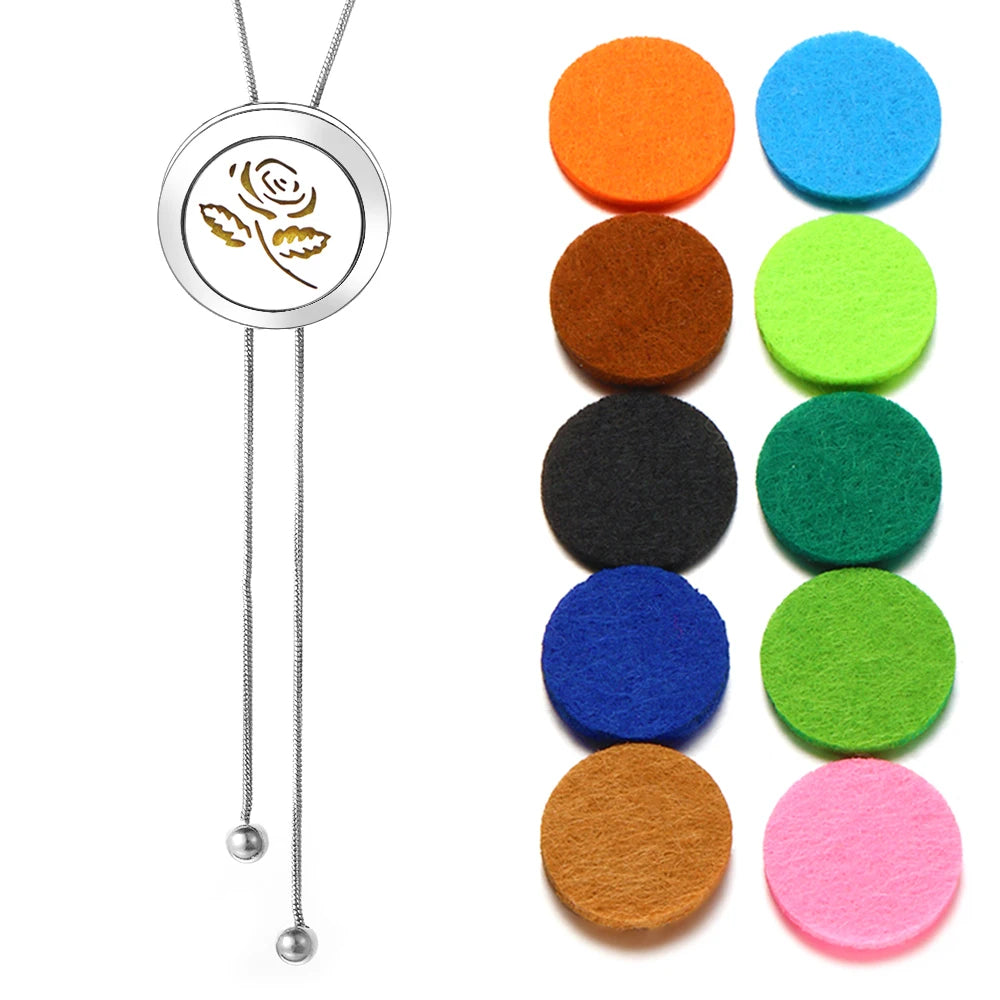 Stainless Steel Alloy Aromatherapy Necklace Perfume Essential Oil Diffuser Pendant Necklace Aroma Jewelry Women Tassel Necklaces